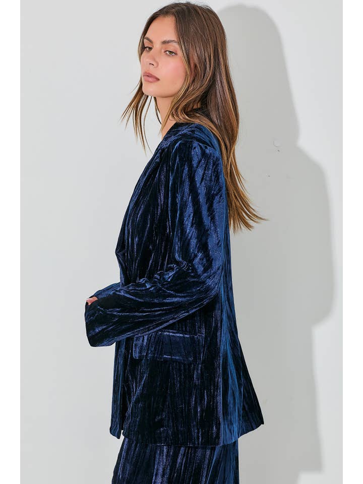 Baevely by Wellmade USA - Wholesale Blazer - Women's - PLEATED VELVET BLAZER