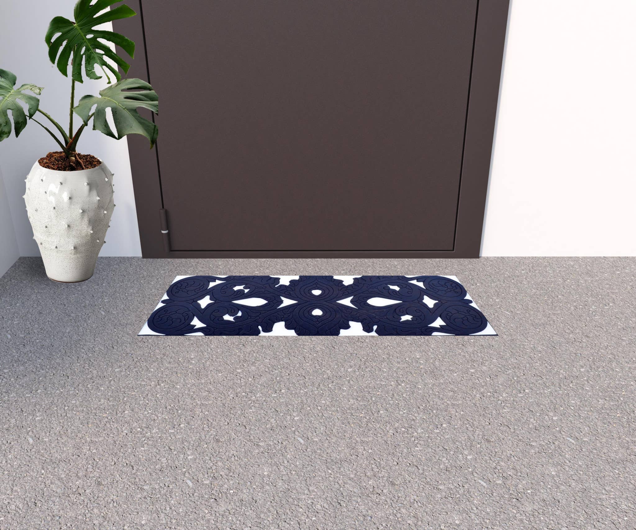 HomeRoots - Wholesale Door Mat - 10" X 30" Black Rubber Outdoor Door Mat1