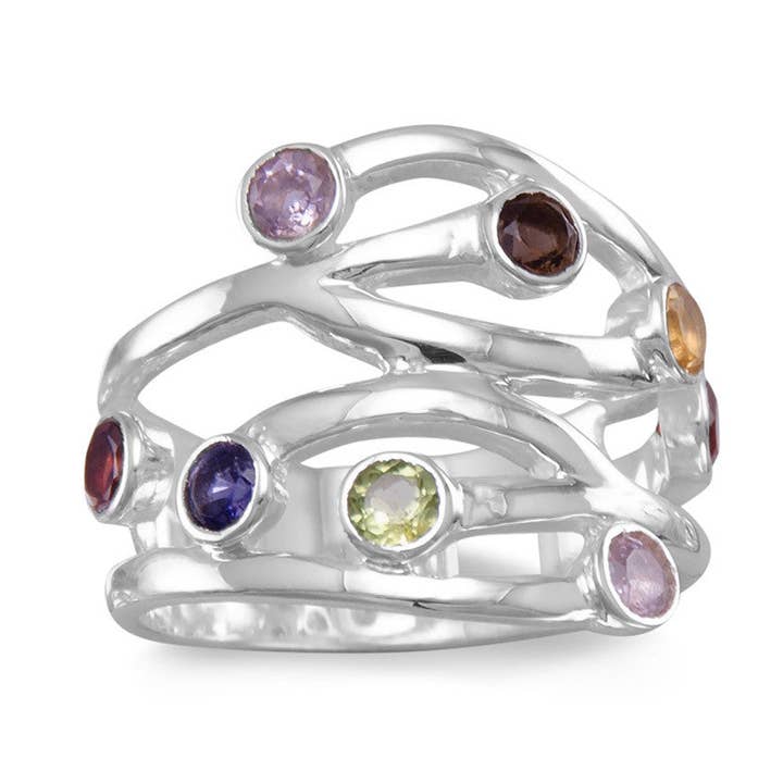 Anello con design aperto a più pietre per la vendita all'ingrosso da parte di Silver Stars Collection