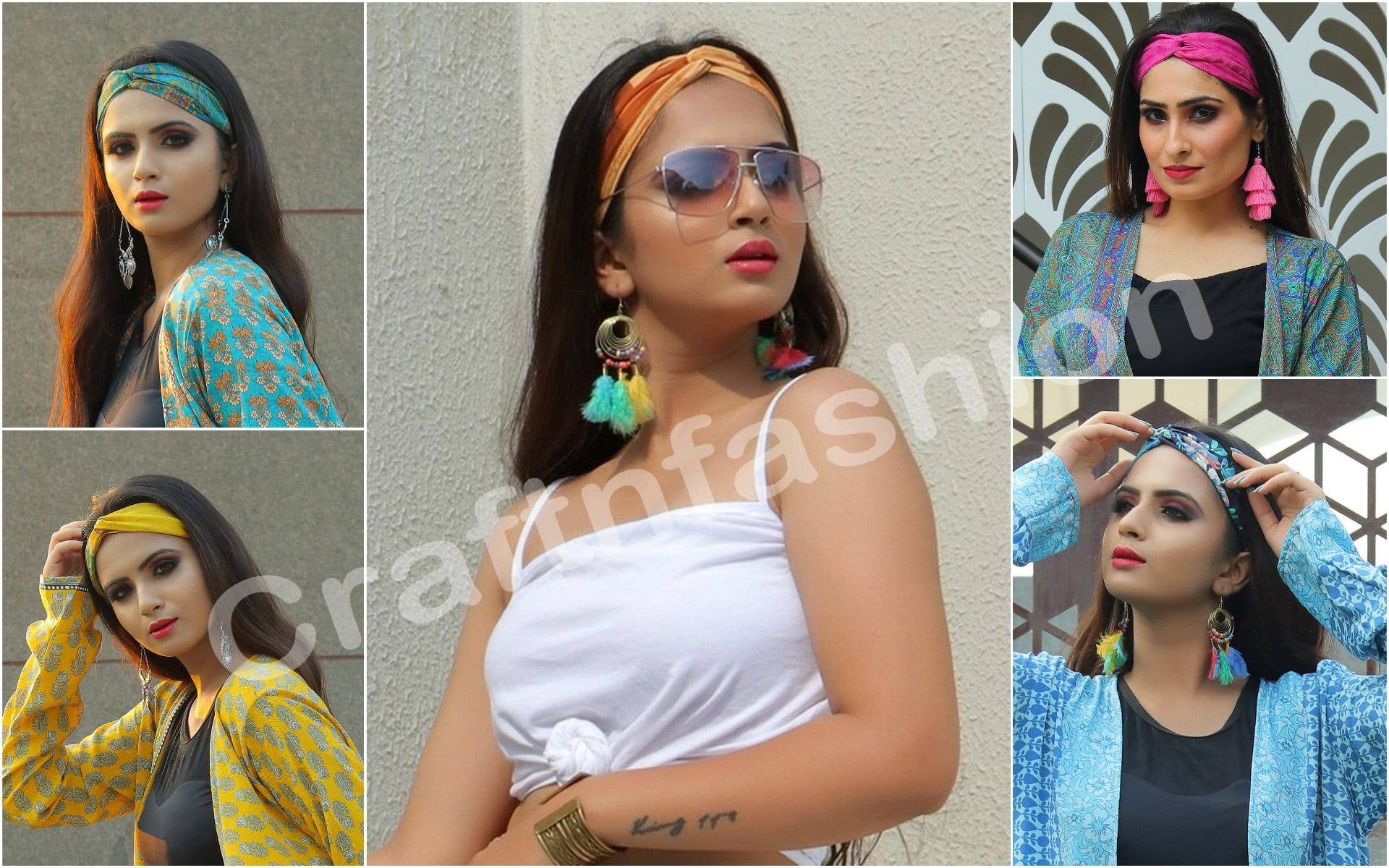 Meghcraft - Wholesale Fashion Headband - Women's - Assorted Upcycled Sari Silk Hair Band - Knot head band1