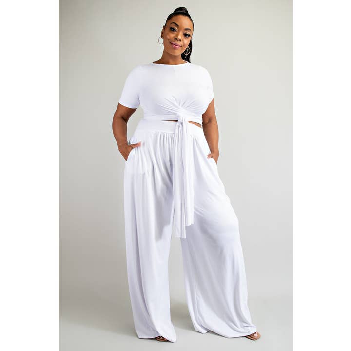 The Curve LA - Wholesale Jumpsuit - Women's - 738PLUS SIZE SOFT KNIT WRAP AROUND TOP AND PALAZZO PANTS SET3