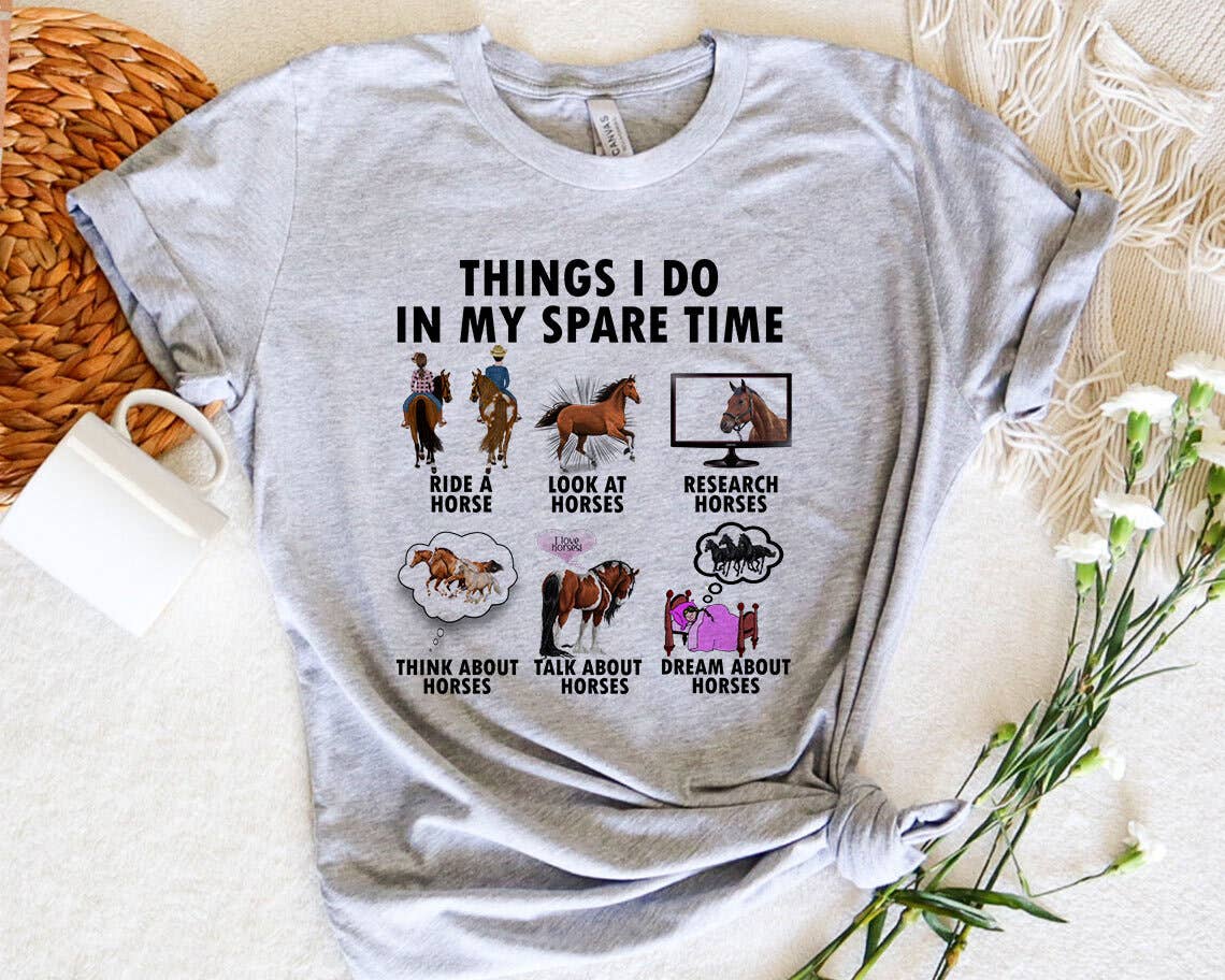 House Of Rodan - Vendita all'ingrosso Maglietta stampata - Donna - Cose che faccio nel tempo libero - Maglietta equestre Horse Lover3