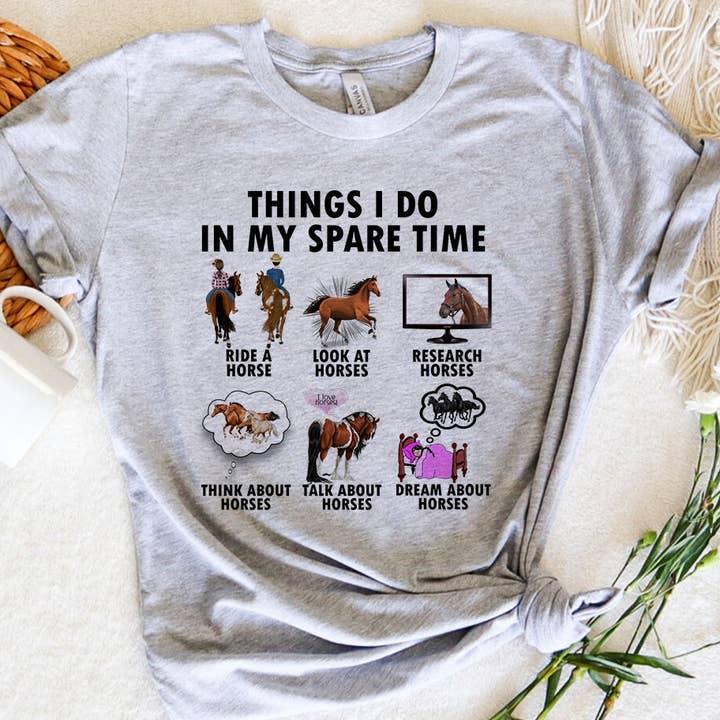 House Of Rodan - Vendita all'ingrosso Maglietta stampata - Donna - Cose che faccio nel tempo libero - Maglietta equestre Horse Lover3