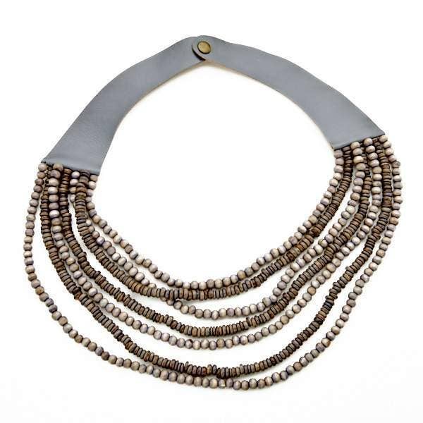 Multi Strand Wooden Bead Necklace for wholesale by Suzie Blue Canada