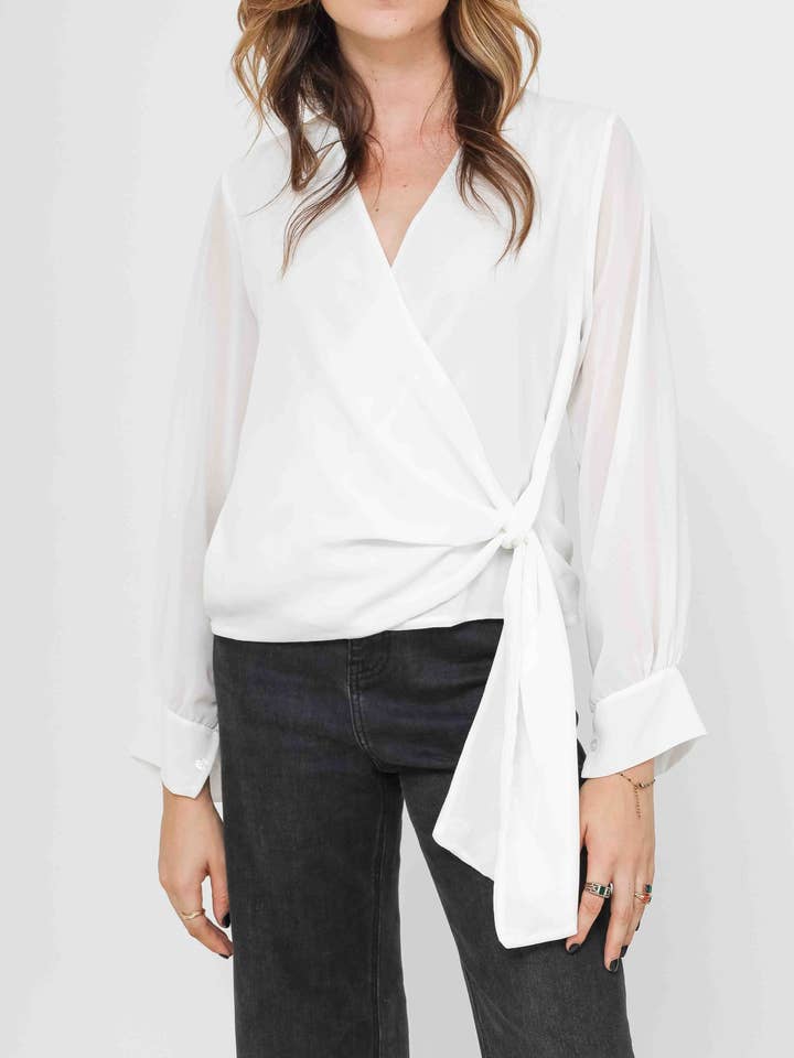 LORIANE – Blusa - Mulher por atacado – 22015U Blusa de gravata tamanho único 1