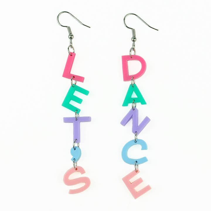 Betsy Dare - Wholesale Dangle earrings - Let's Dance Candy Color Letter Earrings