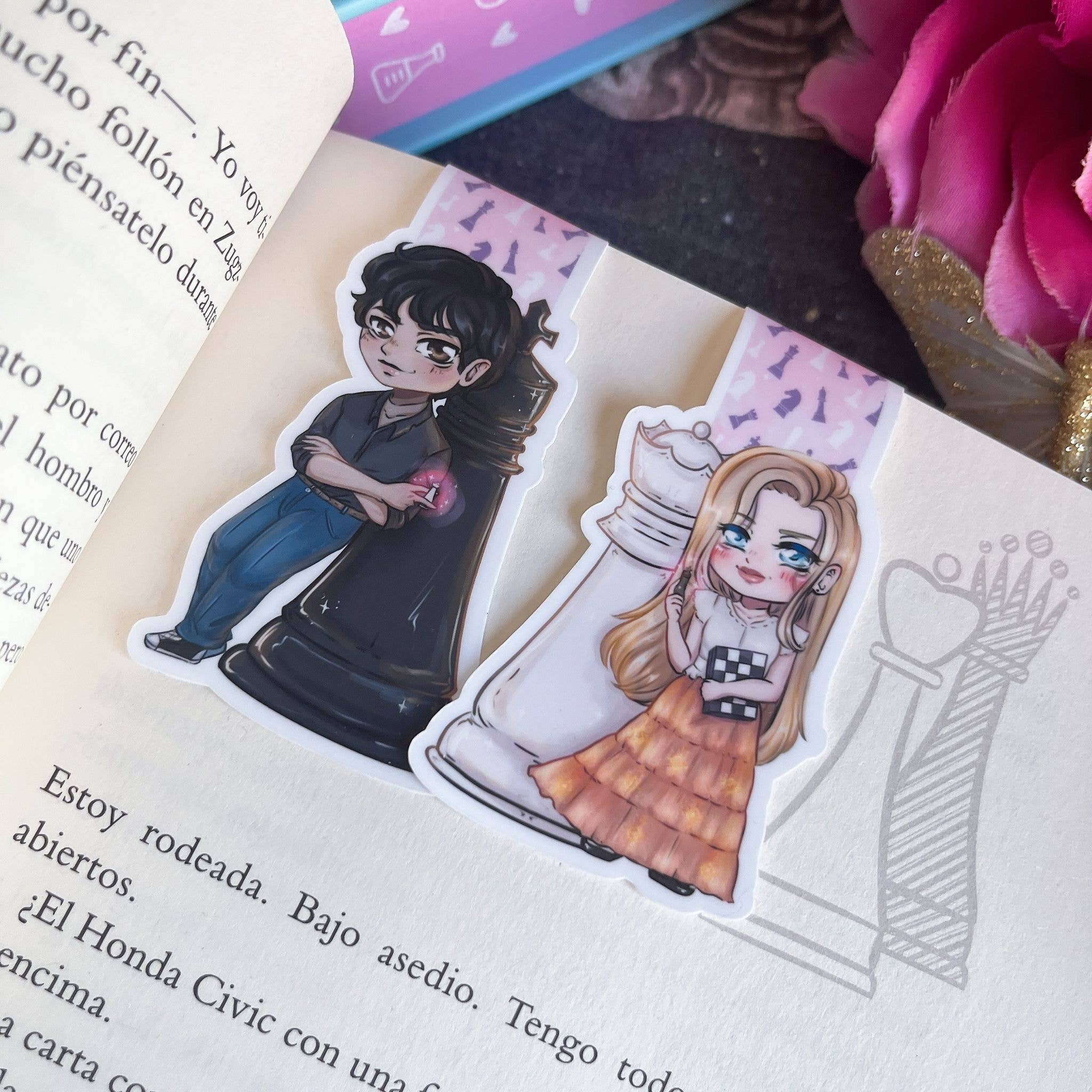 Alsace’s Art - Wholesale Bladwijzer - Mallory en Nolan, Schaak en Mat Magnetische Boekenleggers.0