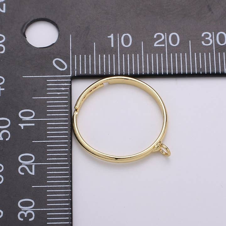 Aim Eternal - Wholesale Band/Stacked Ring - Adjustable Ring with open ring for Charm Gold Finish Rings Silver Ring Wholesale Jewelry Making Affordable Bulk Gold Plated Ring Supply K-815 K-8163