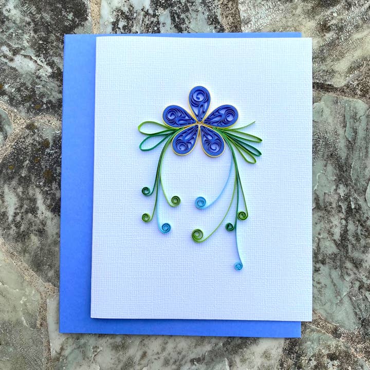 Carta con fiori gialli blu su cartoncino - Regalo artistico unico per sorprendere la persona amata (C69) per la vendita all'ingrosso da parte di MonkeyDragonPaper