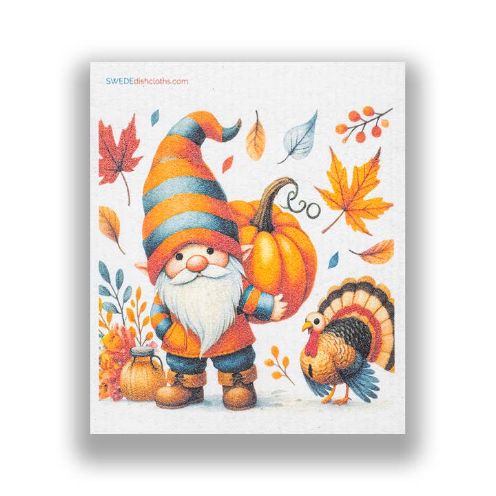 Torchon suédois Halloween Thanksgiving Gnome et dinde pour la vente par SWEDEdishcloths