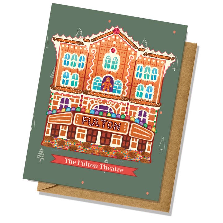 Peperkoek Lancaster Fulton Theater Feestdagenkaart voor wholesale door Lucky Mfg. Co.