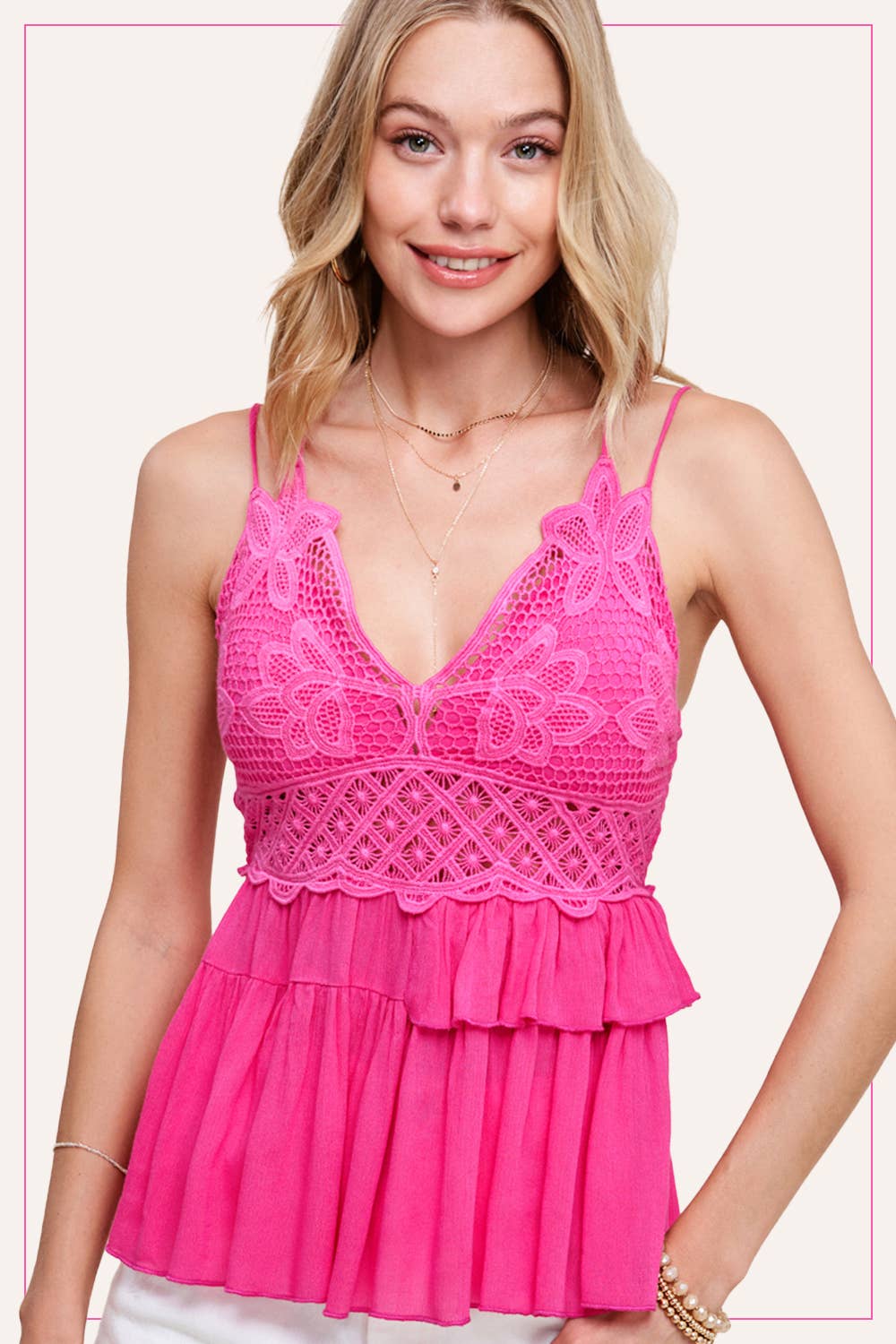 La Miel - Vendita all'ingrosso Camicetta - Donna - Top fluido a bralette in crochet con spalline regolabili6