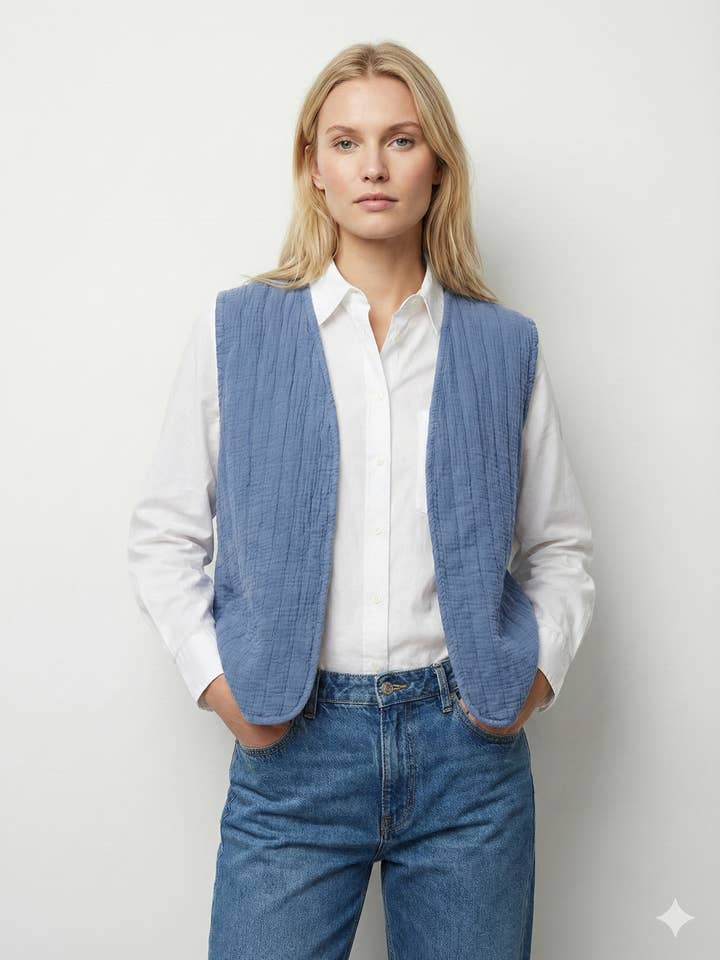 Mimi & Gogo – wholesale Väst - Dam – Enfärgad vadderad väst @5232_GiUniMatelasse14