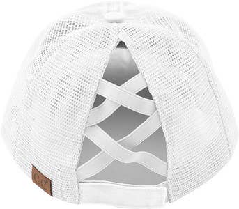 Funky Junque - Wholesale Ponytail Cap - Women's - Criss Cross Ponycap - White4