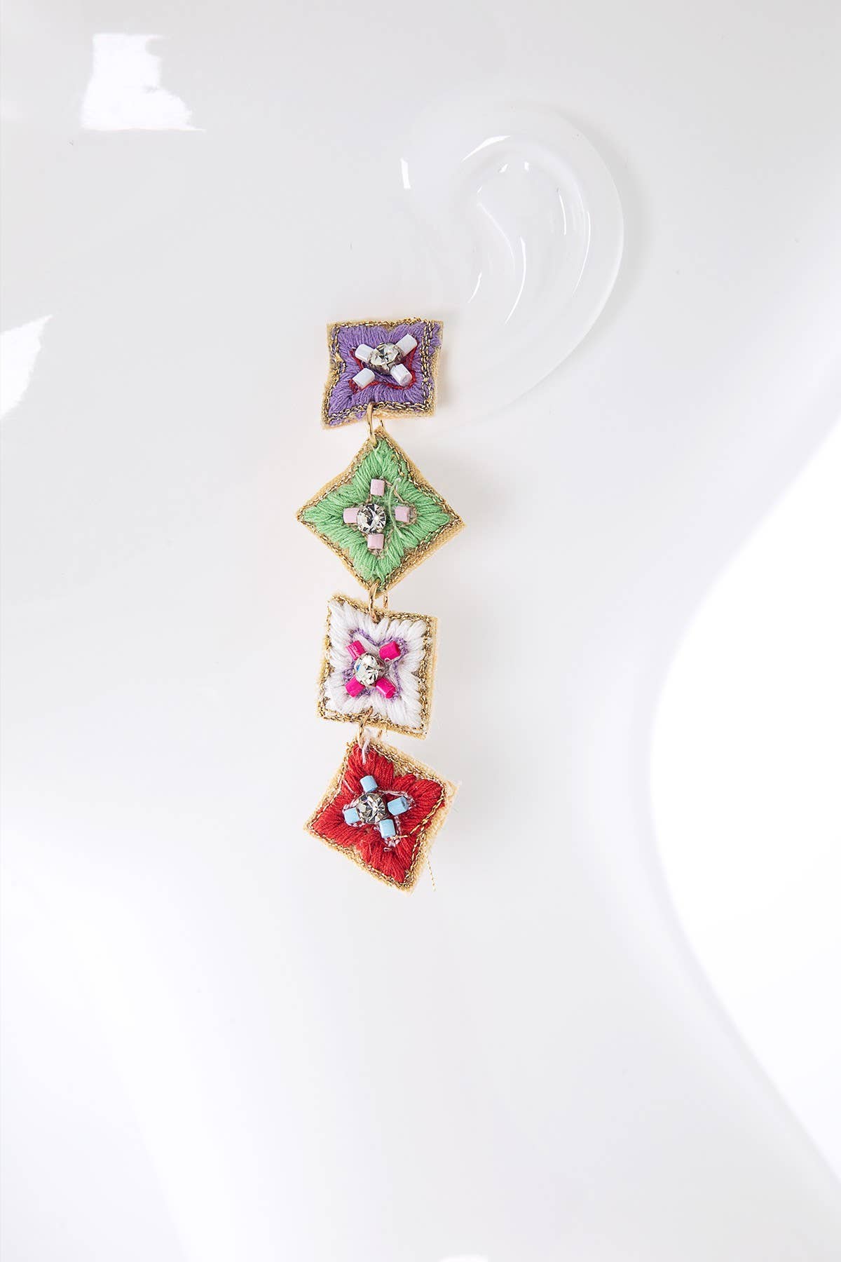 Urbanista - Wholesale Dangle Earrings - India Flower Hand Sewed Dangle Earrings2