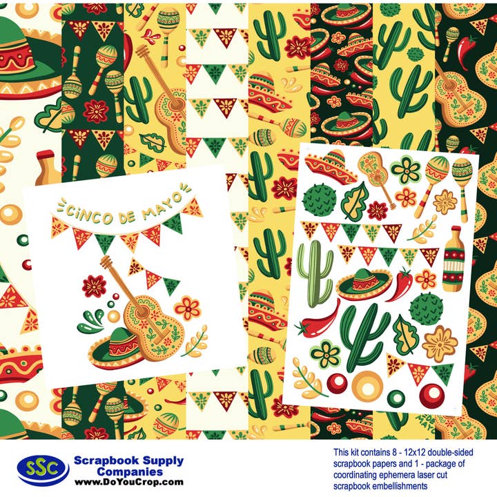 Cinco De Mayo 12 x 12 Scrapbook Paper & Embellishment Kit by SSC Designs - 3 Kits for wholesale by SSC Wholesale