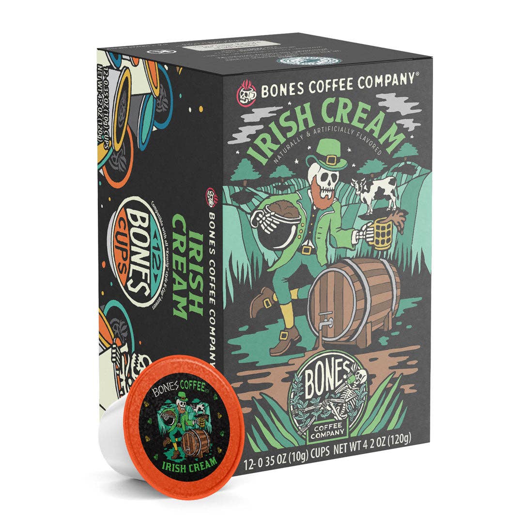 Bones Coffee Company - Wholesale Ground Coffee - Irish Cream Coffee Pods | 12 Count | Flavored Coffee5
