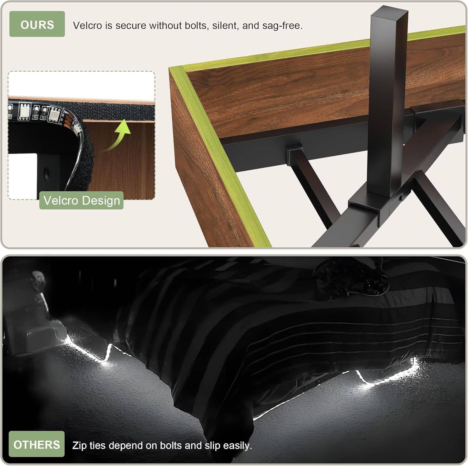 Walnut Twin Size Floating Bed Frame With RGB LED Lighting for wholesale on Faire5