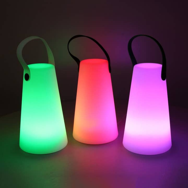 Wiederaufladbare LED-Lampe aus Kunststoff, mehrfarbig, rund, Ø12xH20 cm für den Großhandel von Vacchetti