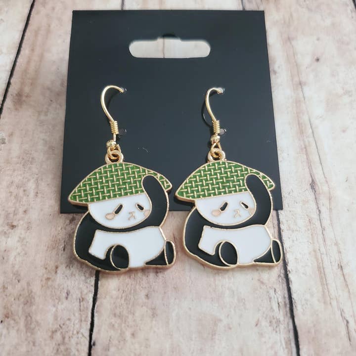 Tots And Tumblers Art – Großhandel Ohrhänger – Goldene Panda Ohrringe