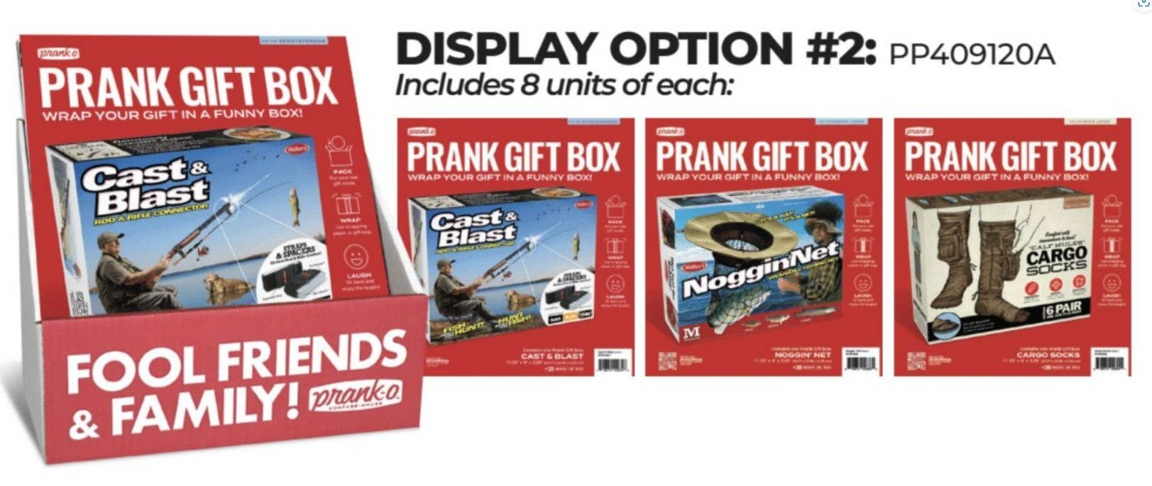 Grandpa Joe's Candy Shop - Wholesale Gag Gift/Novelty Gift - Prank-O Gift Display: Cast & Blast, Socks, NogginNet 24ct 0