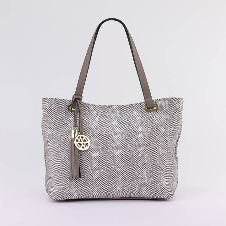 Kiera White Fog Suede Tote for wholesale by Willow & Zac