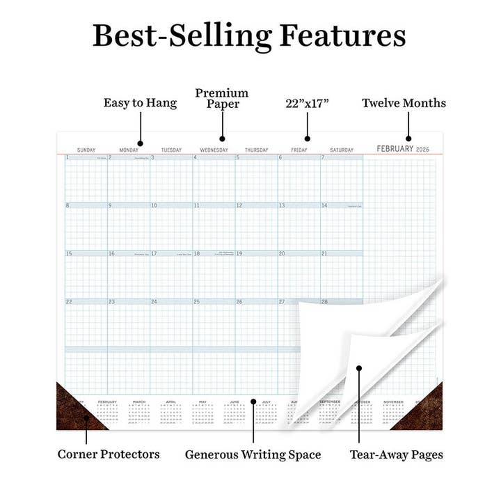 TF Publishing - Paper Goods – Calendário por atacado – Calendário Mensal de Secretária Grande Profissional 20261