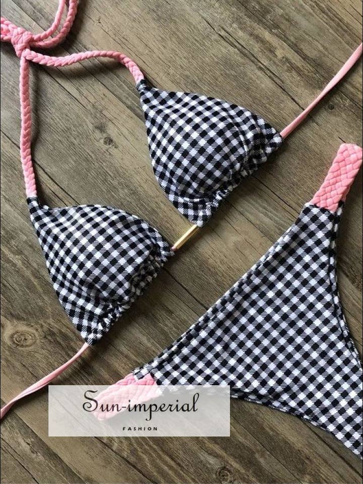 Plaid Black White Bikini Set Women��S Swimming Suit for wholesale by Sun Imperial