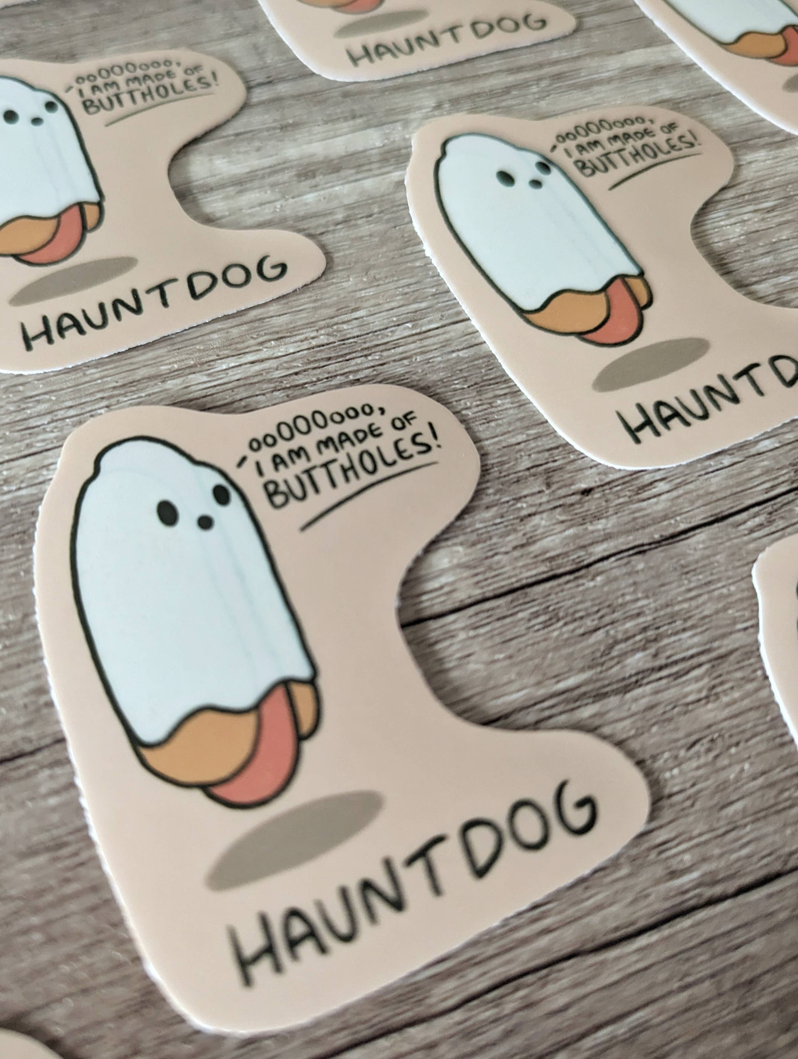 Sadsquatch - Wholesale Sticker - Haunt Dog - Cute Hotdog Ghost Funny Vinyl Sticker2