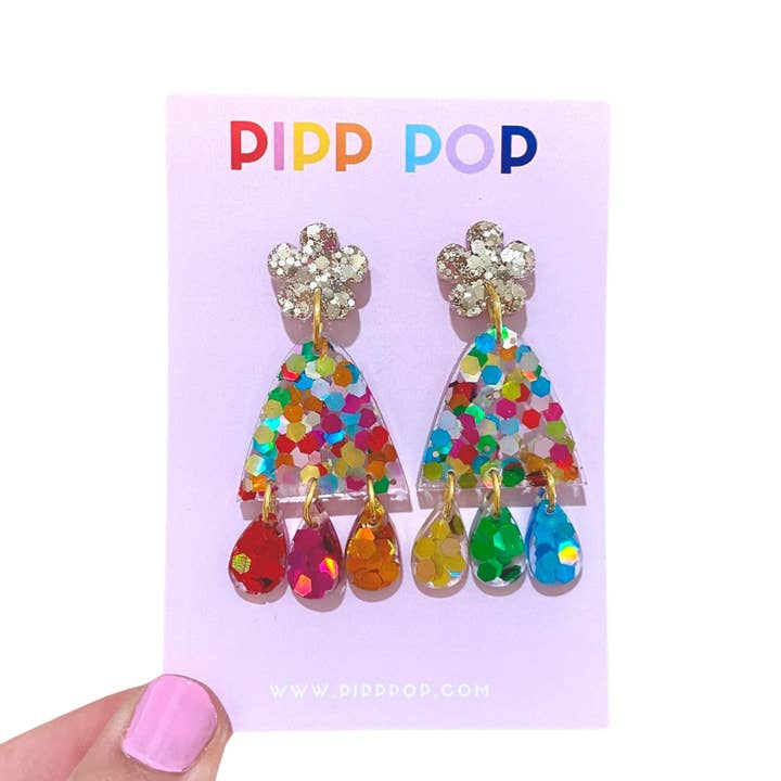 Suzie Glitter Dangles - Rainbow for wholesale by Pipp Pop