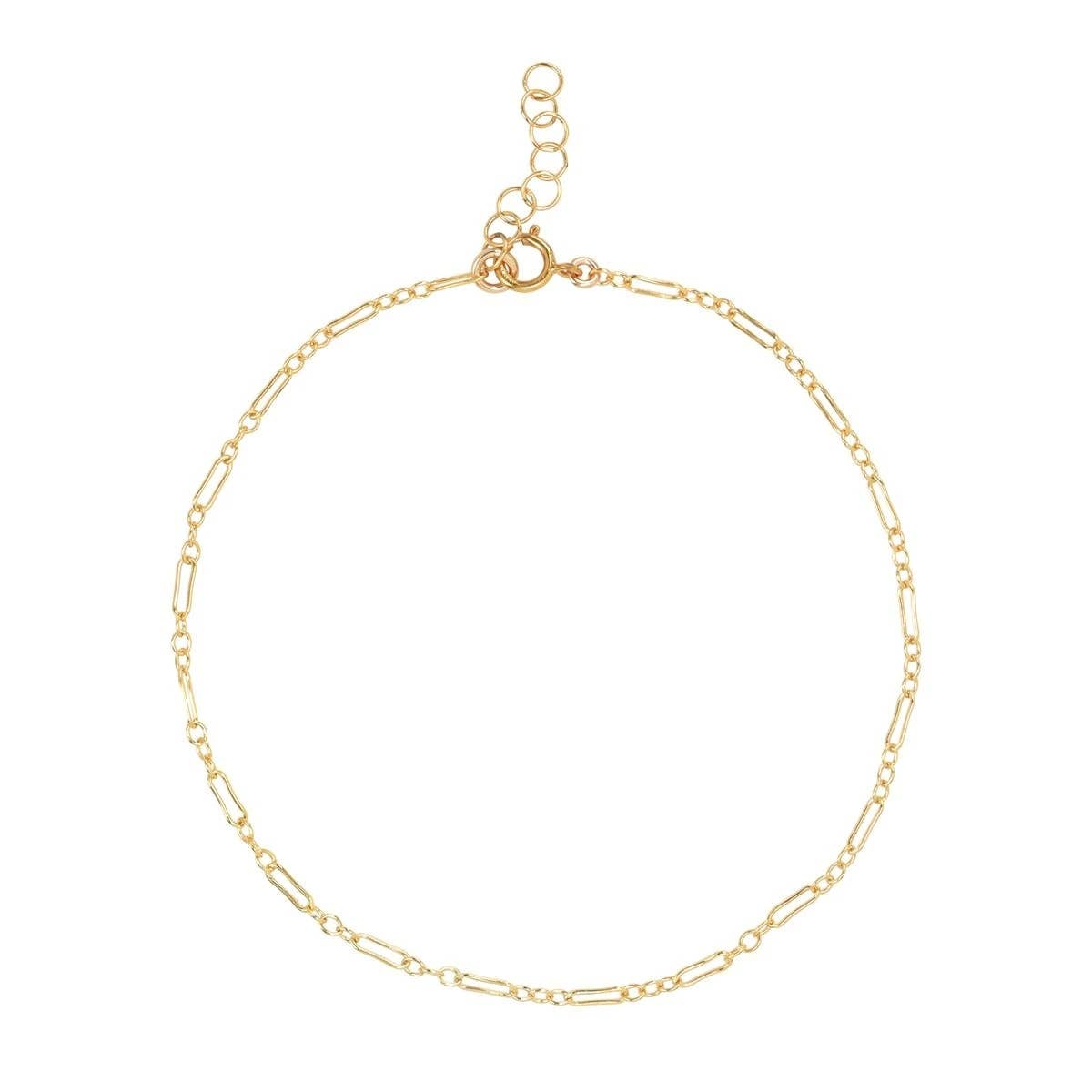 Ofina Jewelry - Wholesale Anklet - Thin Elongated Oval & Round Link Chain Anklet0