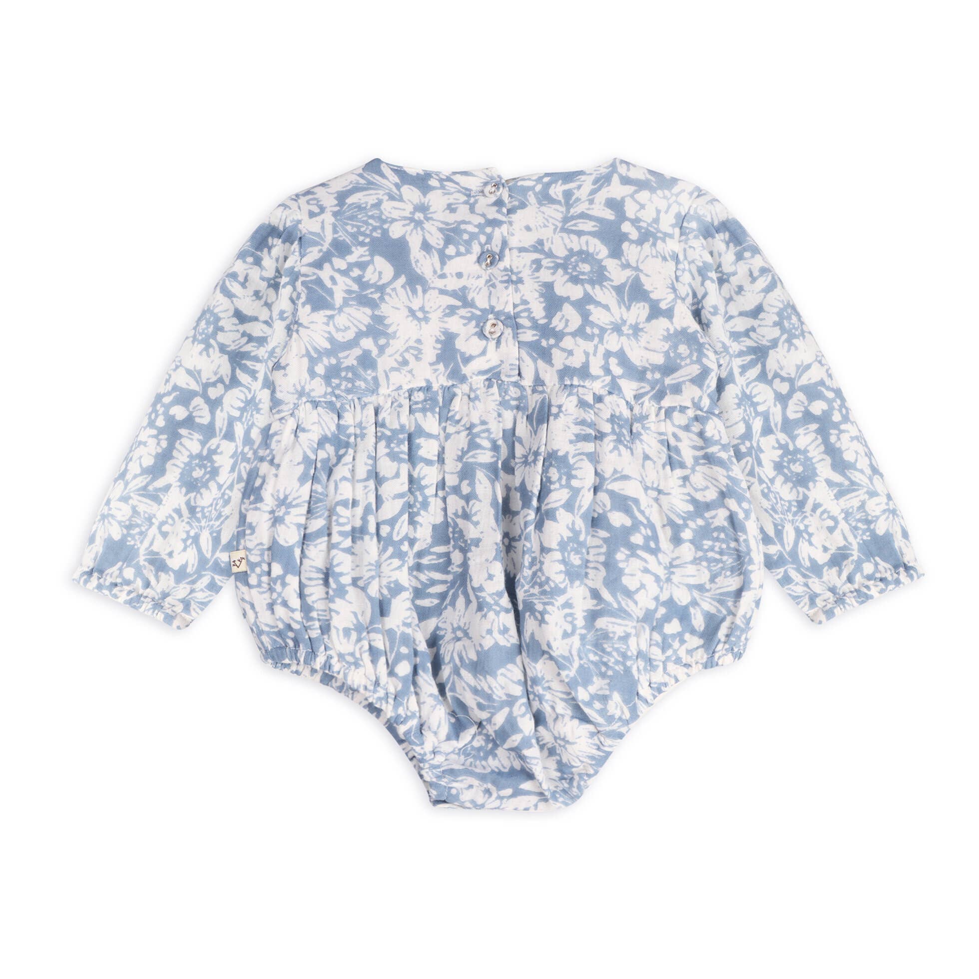 Blauwe bloemen Mykonos Baby Romper & Hoofdband Set (Biologisch Katoen) voor groothandel op Faire2