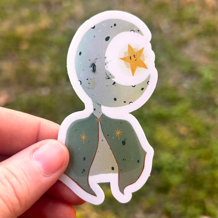 Moon and Star Metallic Vinyl Sticker for wholesale by Glitter and Toadstools