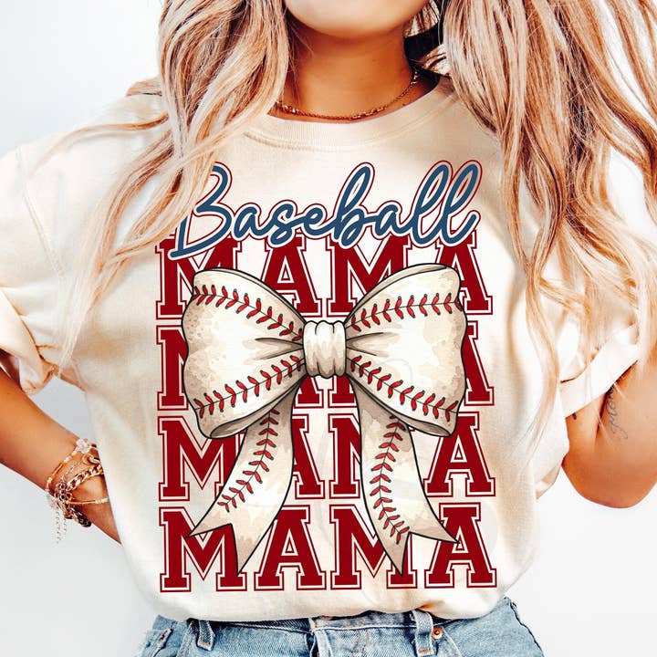 Baseball Mama Sweatshirt, Baseball Coquette Bow T-shirt för wholesale av NVC Ecommerce LLC