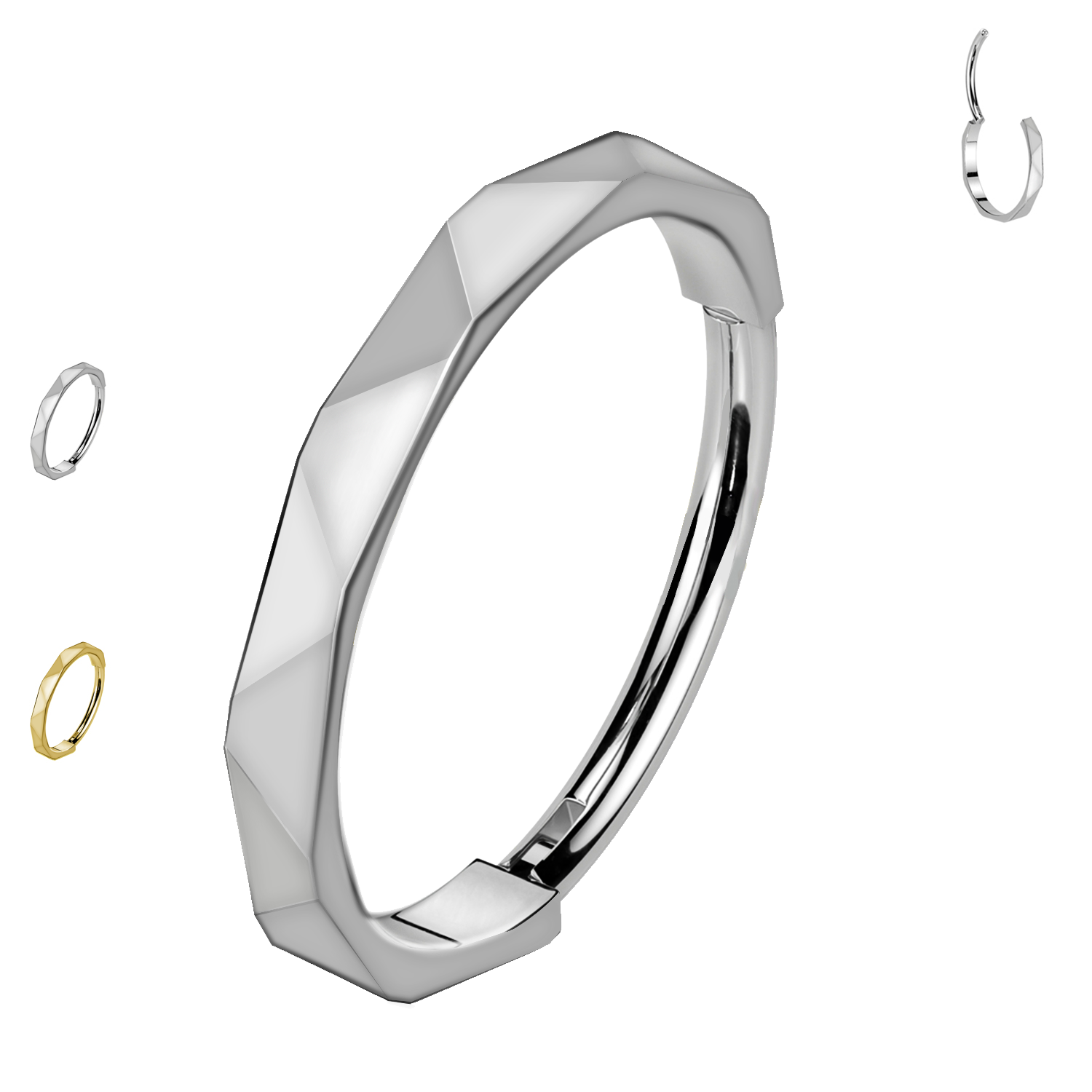 Awaken - Wholesale Band/Stacked Ring - PB-062 Faceted Circle Clicker Piercing1