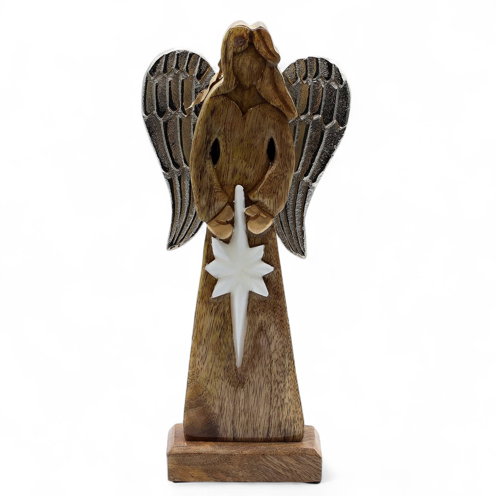Ancient Wisdom – wholesale Decorative figurine – Mango Wood Angel Metal Wings & Enamel Detail - Large 30cm0