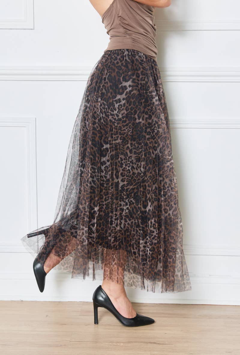 Mid-length tulle skirt with brown animal patterns - Orice  for wholesale on Faire6