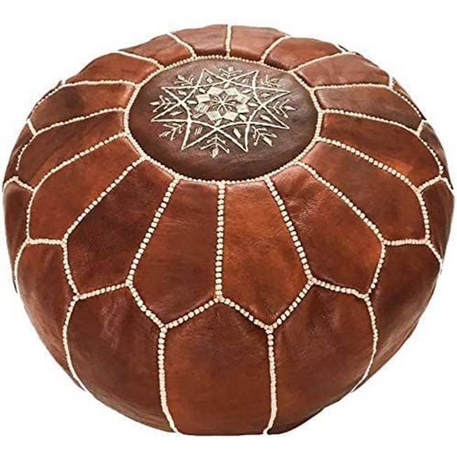 Housse de Pouf en Cuir, Pouf Marocain Fait Main pour la vente par Leatherooze