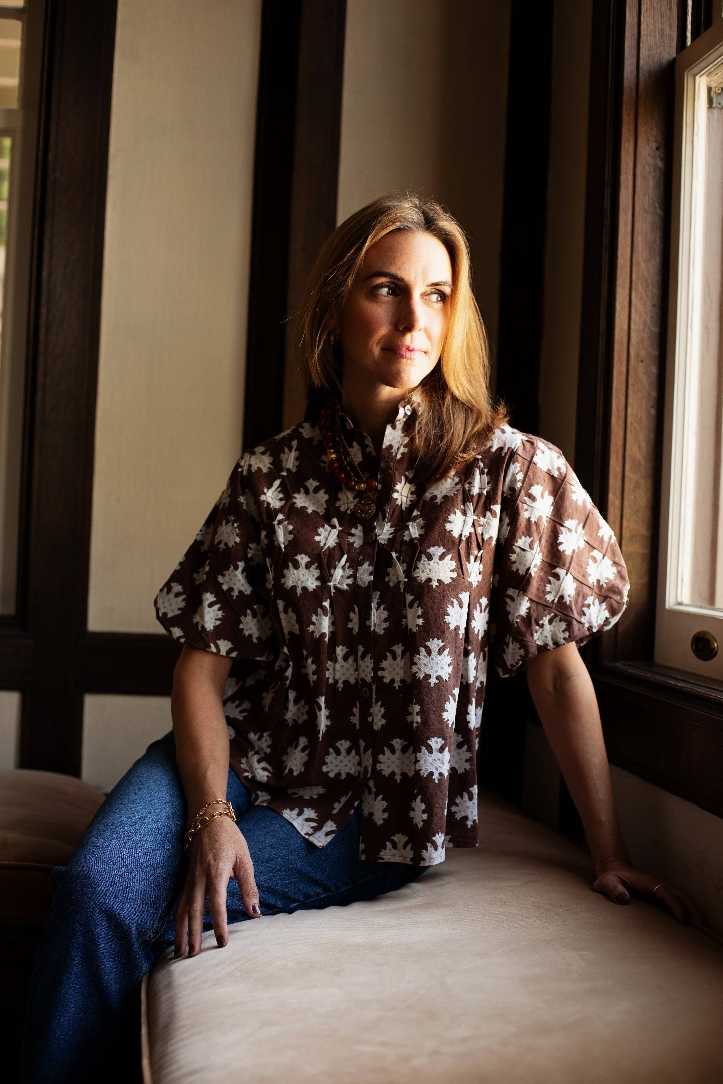 Ex Voto - Wholesale Blouse - Women's - Lizzie Blouse in Chocolate Blockprint by ExVoto2