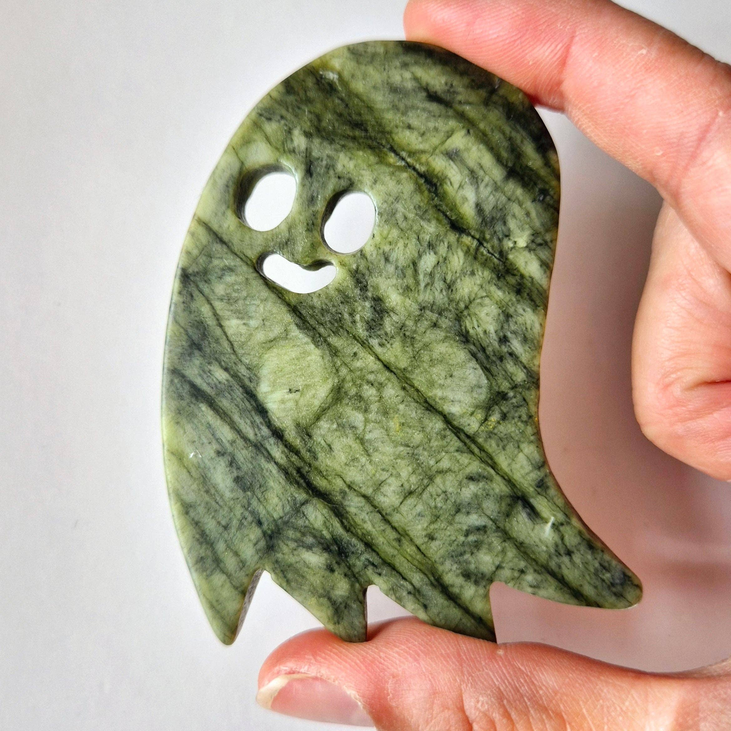 Moonlight Gemstones - Wholesale Spiritual Stone/Crystal - Green Jade Ghost Gemstone (approx. 7 cm) – Halloween Crystal Magic0