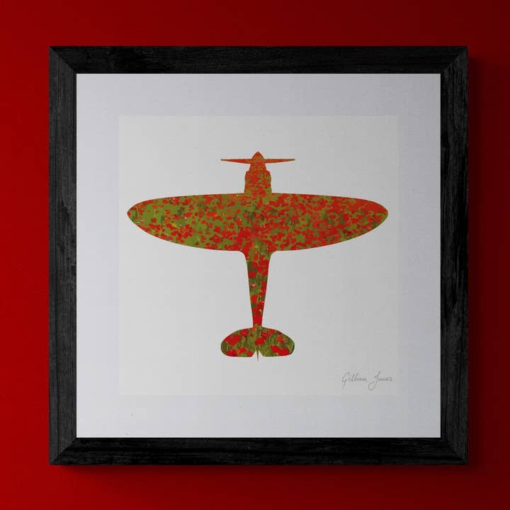 Spitfire vallmotryck för wholesale av Gillian Jones Designs