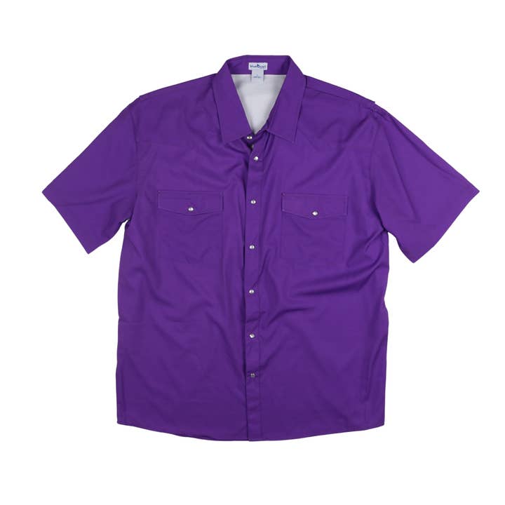 Men's - Gameday Purple Pearl Snap Short Sleeve Shirt for wholesale by BlueQuail Clothing Co.