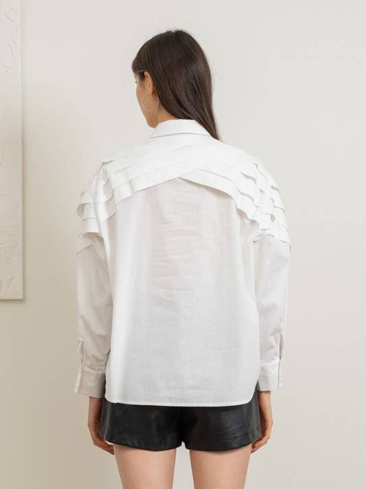 Heyson - Wholesale Button Down Shirt - Women's - LT1065 Elegant Layered White Blouse7