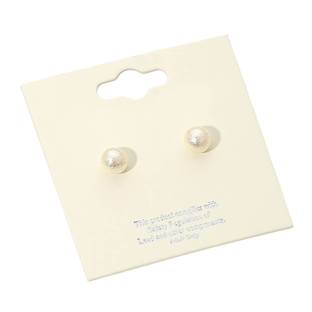 Sensibling Corp. - Wholesale Stud/Post Earrings - 12Pairs - Textured Pearl Stud Earrings1
