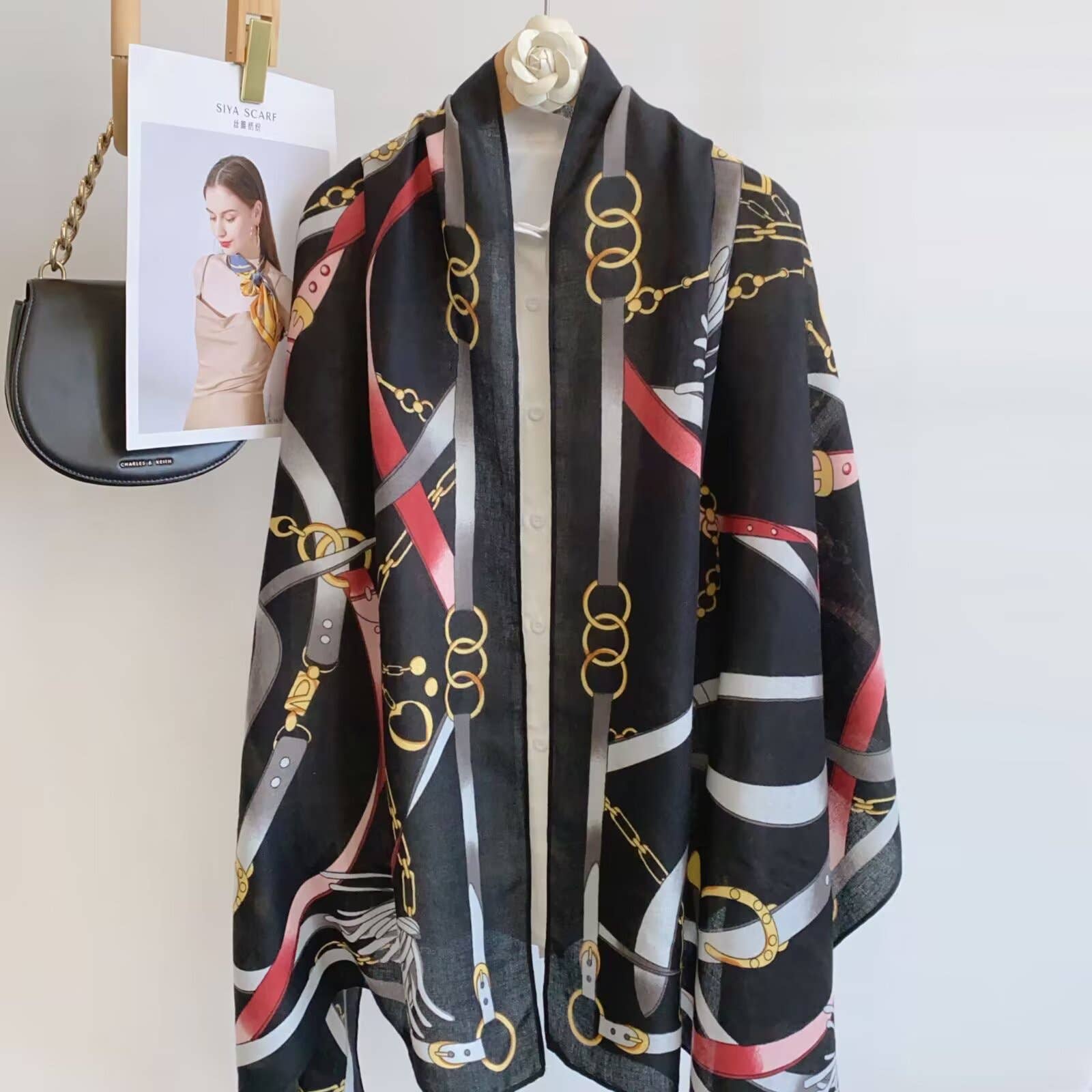 Winding River – Engroshandel Tørklæde - Dame – Sort Rideslør – Hestekæde Kollektion1