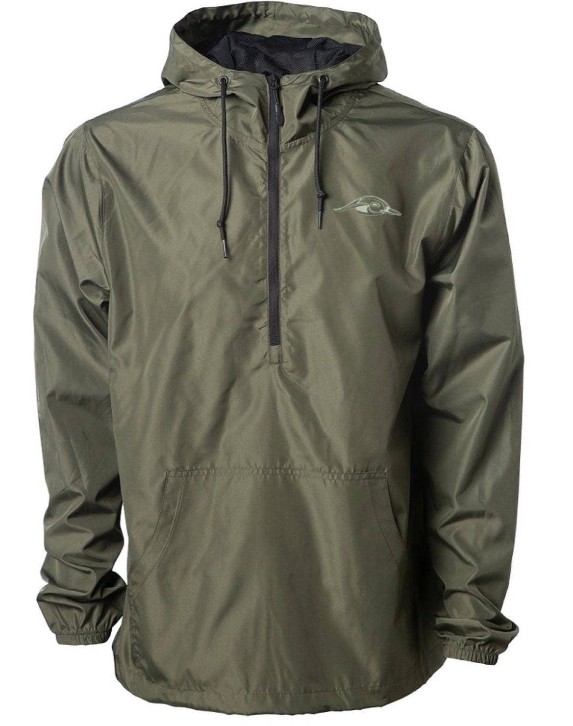 American Flyway Waterfowl – Großhandel Windbreaker – Herren – AF Waterfowl Windbreaker-Jacke, leicht, mit 1-4 Reißverschluss, Olivgrün, wasserfest