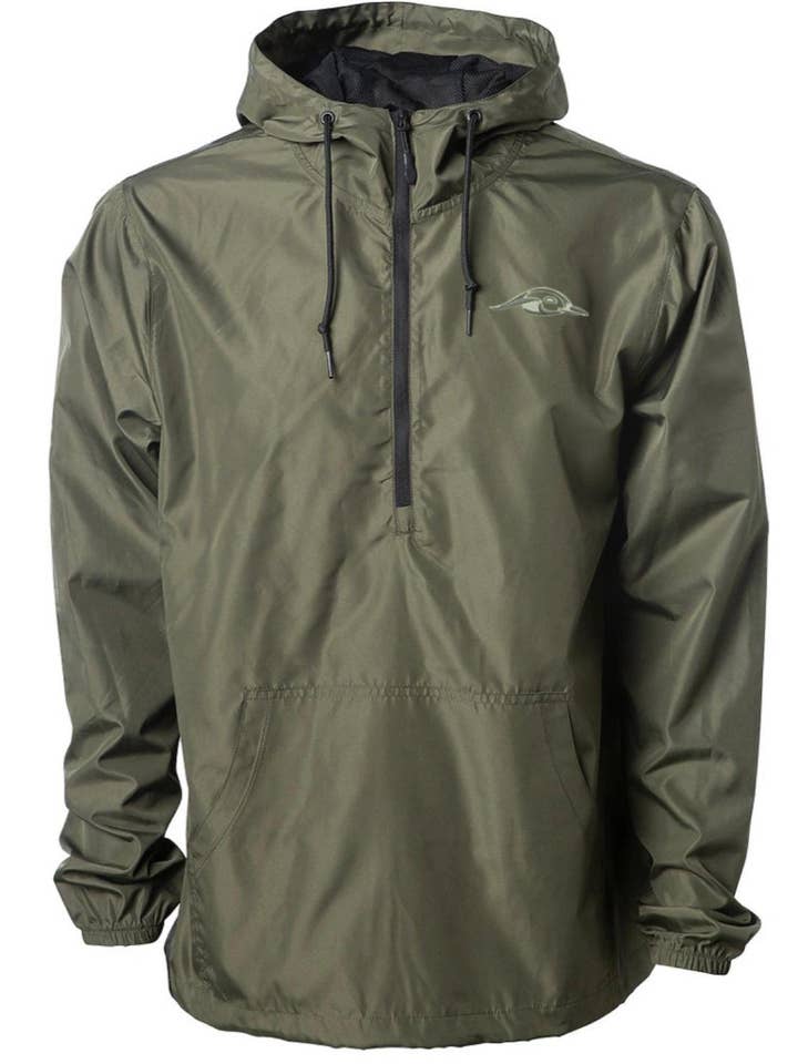 American Flyway Waterfowl – Großhandel Windbreaker – Herren – AF Waterfowl Windbreaker-Jacke, leicht, mit 1-4 Reißverschluss, Olivgrün, wasserfest0