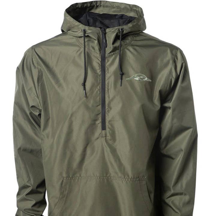 AF Waterfowl Olive Lightweight 1-4 Zip Pullover Windbreaker Jacket - Water Resistant for wholesale by American Flyway Waterfowl