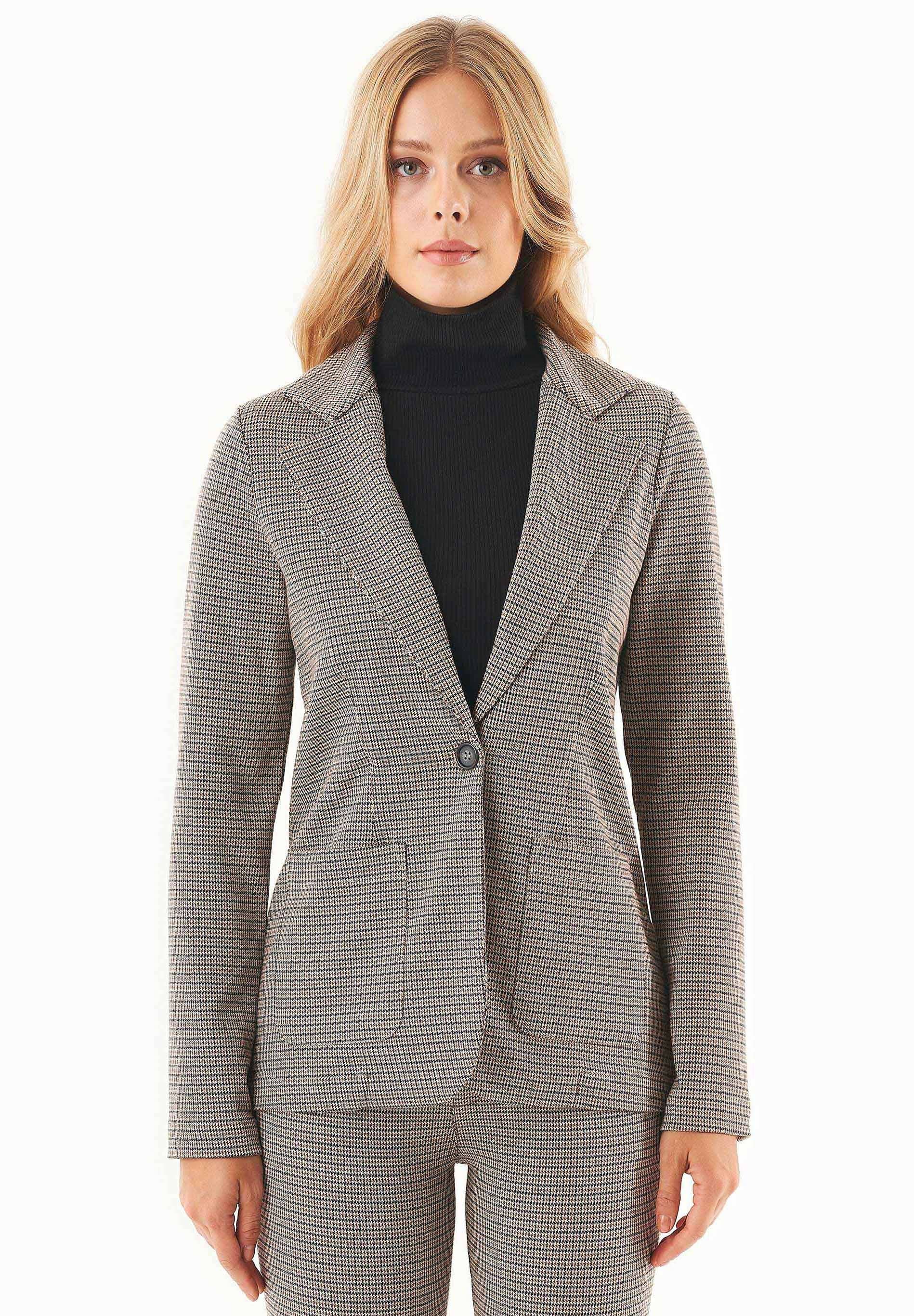 ORGANICATION - Wholesale Blazer - Women's - Blazer aus Bio-Baumwolle-Mix mit Hahnentrittmuster0