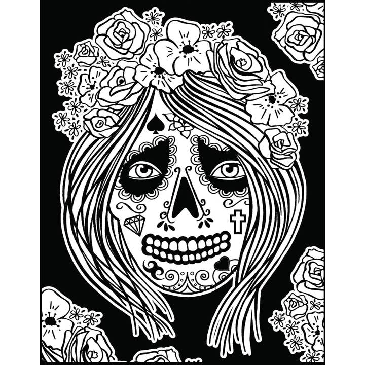 Colorvelvet - Venta al por mayor Libro para colorear - Niños y bebés - Calavera de mujer diseño en terciopelo para colorear 100% hecho en It